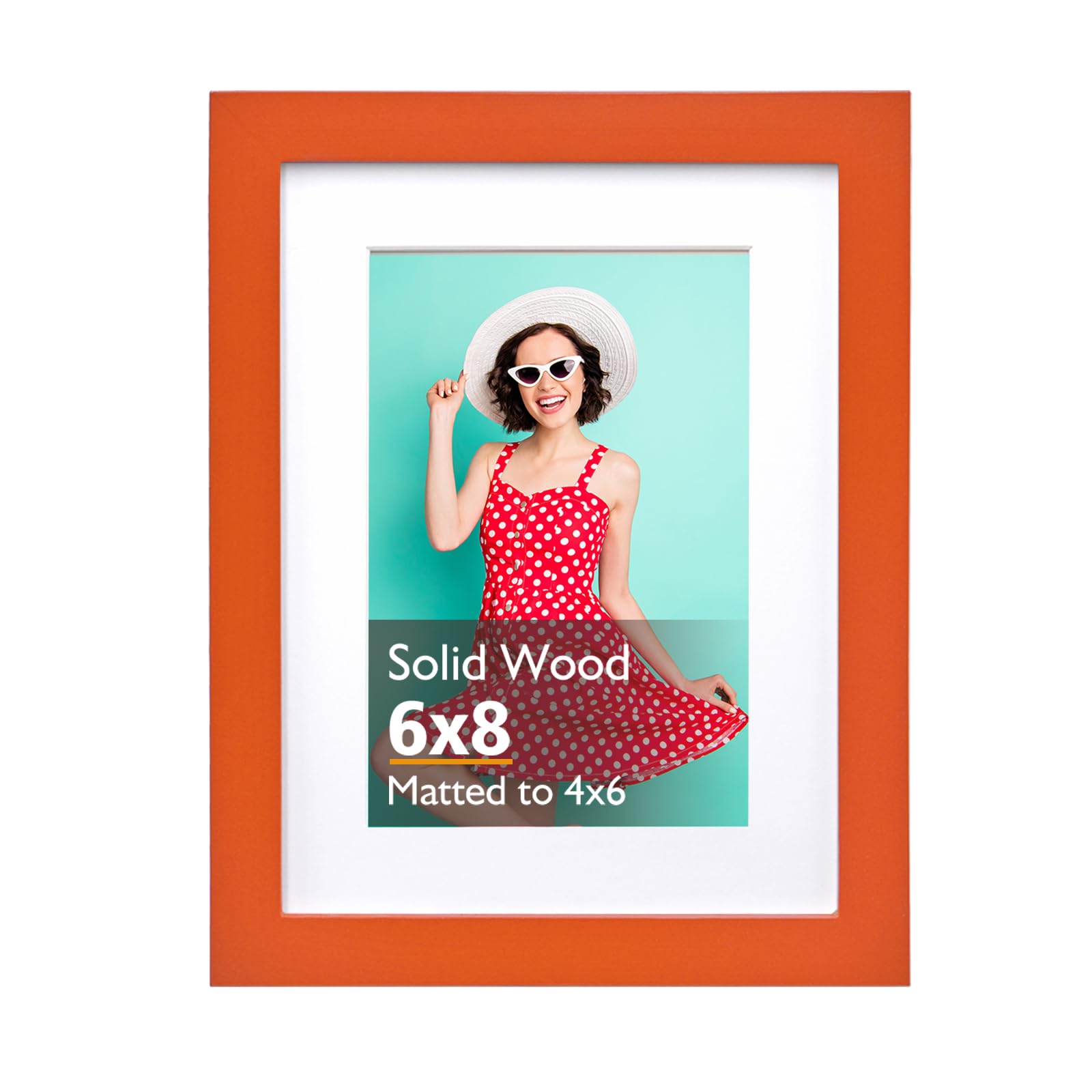 Amazon.com - KINLINK 6x8 Picture Frame, Orange Solid Wood Frame