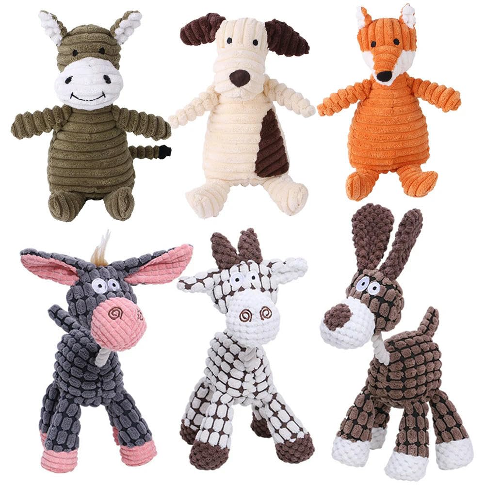 Giocattoli per Cani. Giocattoli for Cani, Peluche, a Forma di Animali, Resistenti al morso, con squittio, in Velluto a Coste, for l'addestramento di Animali Domestici, 2 Pezzi C(C)