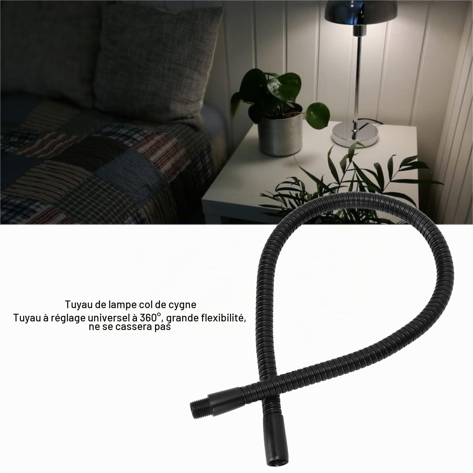Tuyau de Lampe à Col de Cygne Tuyau de Lampe Flexible Universel Réglable 4 Pièces pour Luminaire (45cm)