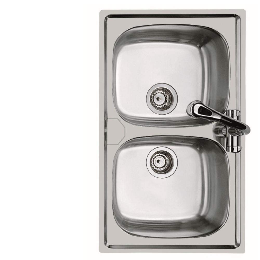 IDROBRIC Lavello Incasso In Acciaio Inox, 2 Vasche, 86x50 Cm