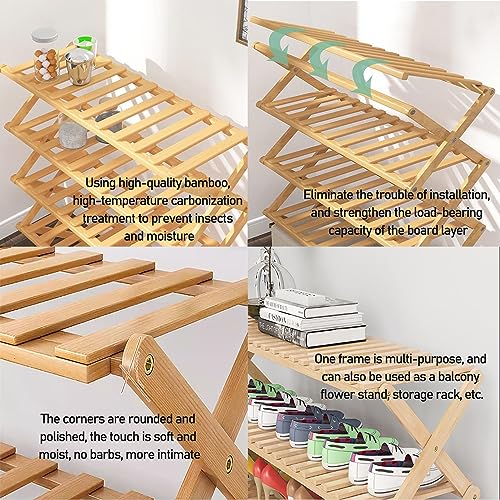 Faltbares Schuhregal aus Bambus – mehrschichtige Schuhaufbewahrung aus Holz, keine Installation erforderlich, wirtschaftliches Haushaltsregal, platzsparendes Design