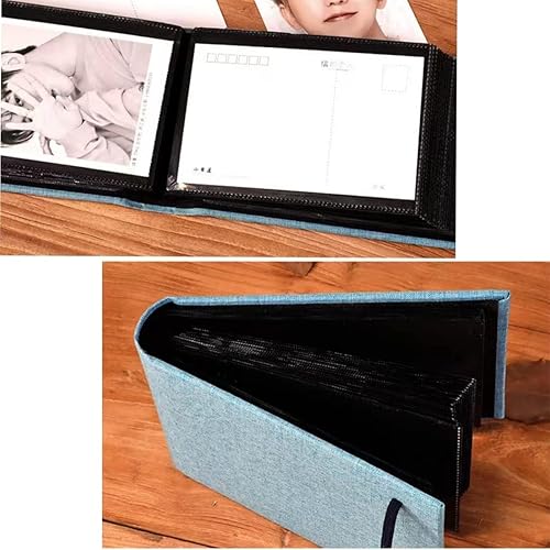 Miniatura 6 de Álbum de fotos de 4 x 6 pulgadas, cubierta de lino, 100 bolsillos, mini libro de fotos, soporte para tarjetas fotográficas de pequeña capacidad,