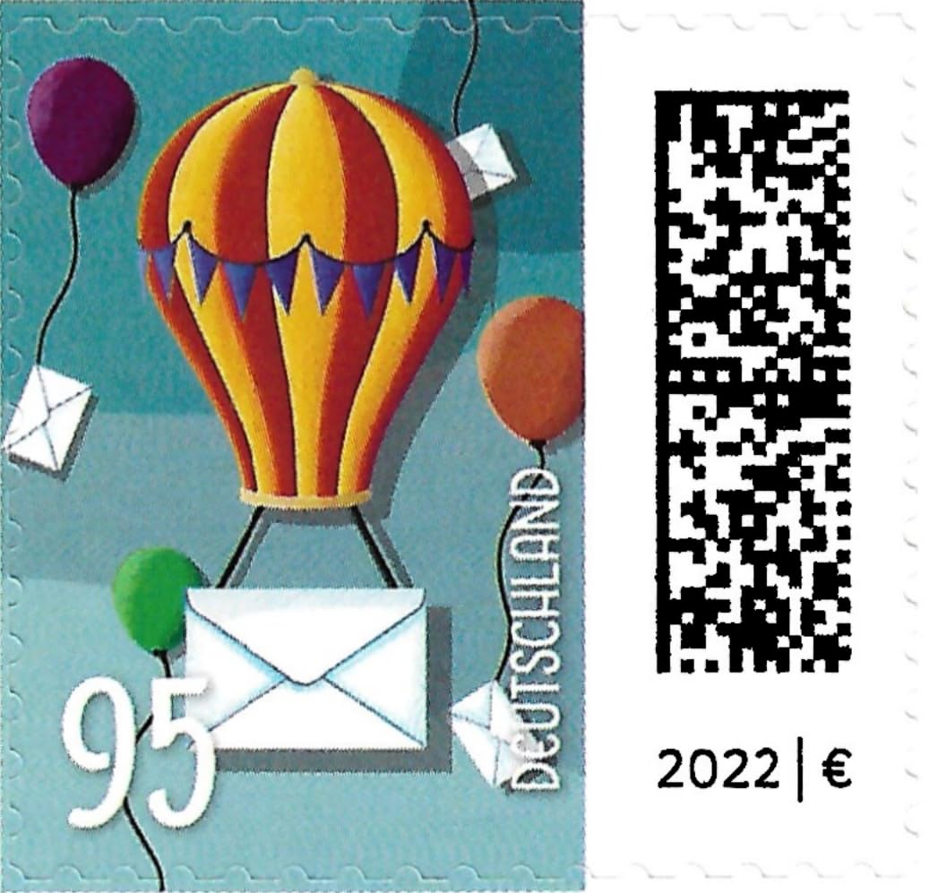 Lot de 10 timbres poste Deutsche Post 0,95 EUR 95 cents lettre standard avec 10 enveloppes (poster ballon)