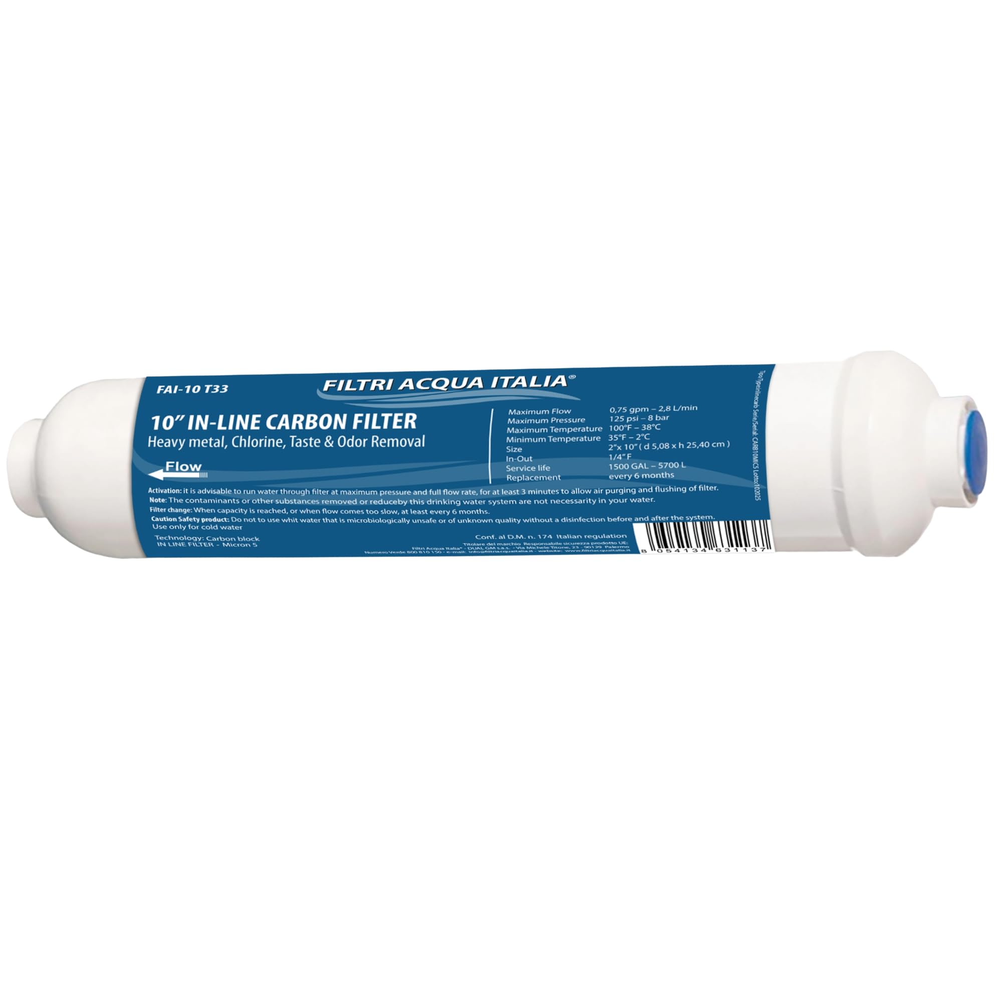 Filtre en ligne à charbon actif 10 Pouces micron 5 cartouche frigo