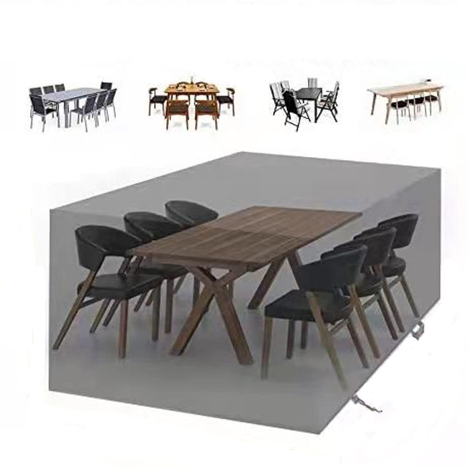 ZLZNX Copertura per mobili da giardino, copertura per mobili da giardino, copertura per mobili da giardino, impermeabile, rettangolare, antivento e anti-UV, 308 x 138 x 89