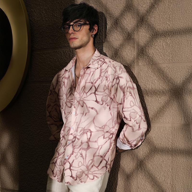 Image of CAHOOT Men's Bisque Shirt Casual Wear | Spread Collar | Long Sleeve | Button Closure | Shirt Crafted with Comfort Fit for Everyday Wear
