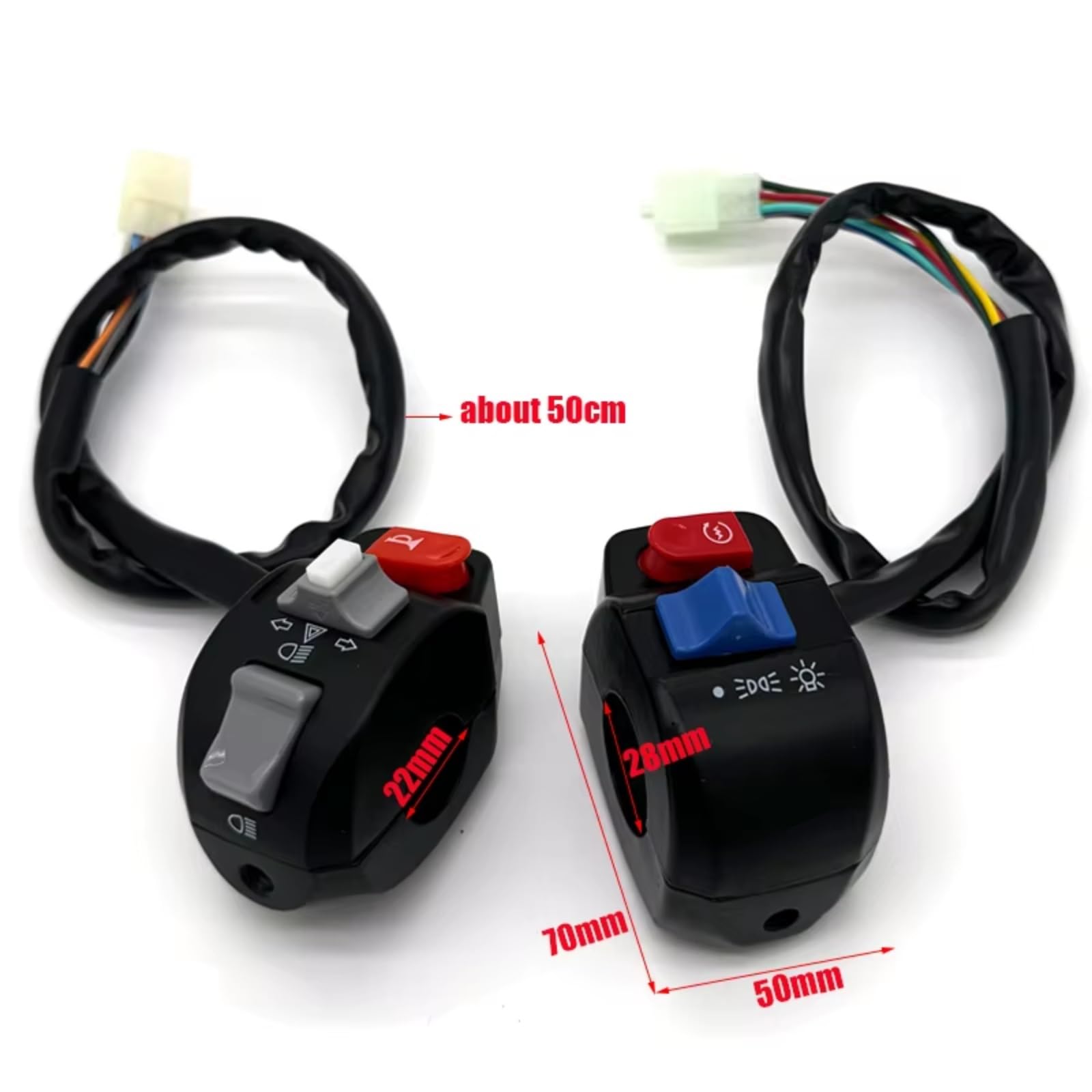 Interruttori Per Manubrio Moto Da 22mm 7/8 "per Pulsante Di Avvio Elettrico Indicatore Di Direzione Del Clacson Universale Lampeggiatore Di Emergenza Manubrio Kill Interruttore