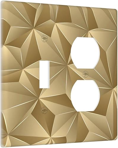 Miniatura 2 de Placa de pared combinada de oro con diamante 3D, 1 interruptor de luz dúplex, cubierta decorativa de 2 cuadrillas, placa de pared para cocina, sala