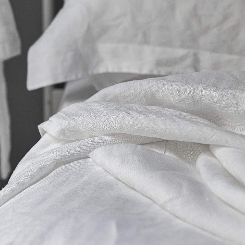 Connie Home Atlanta - 100% Linen Double Flat Sheet, 210x280 cm, White, Bedding Made in Portugal