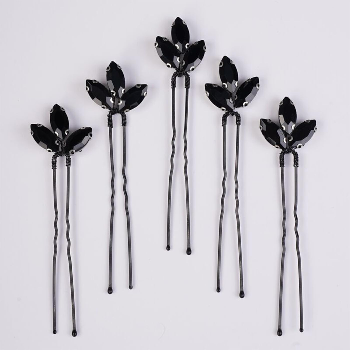 Kercisbeauty 5pcs Black Rhinestones Beads Hair Pins for Wedding Brides Bridesmaids Women Girls Halloween Party Cute Hair Pieces
