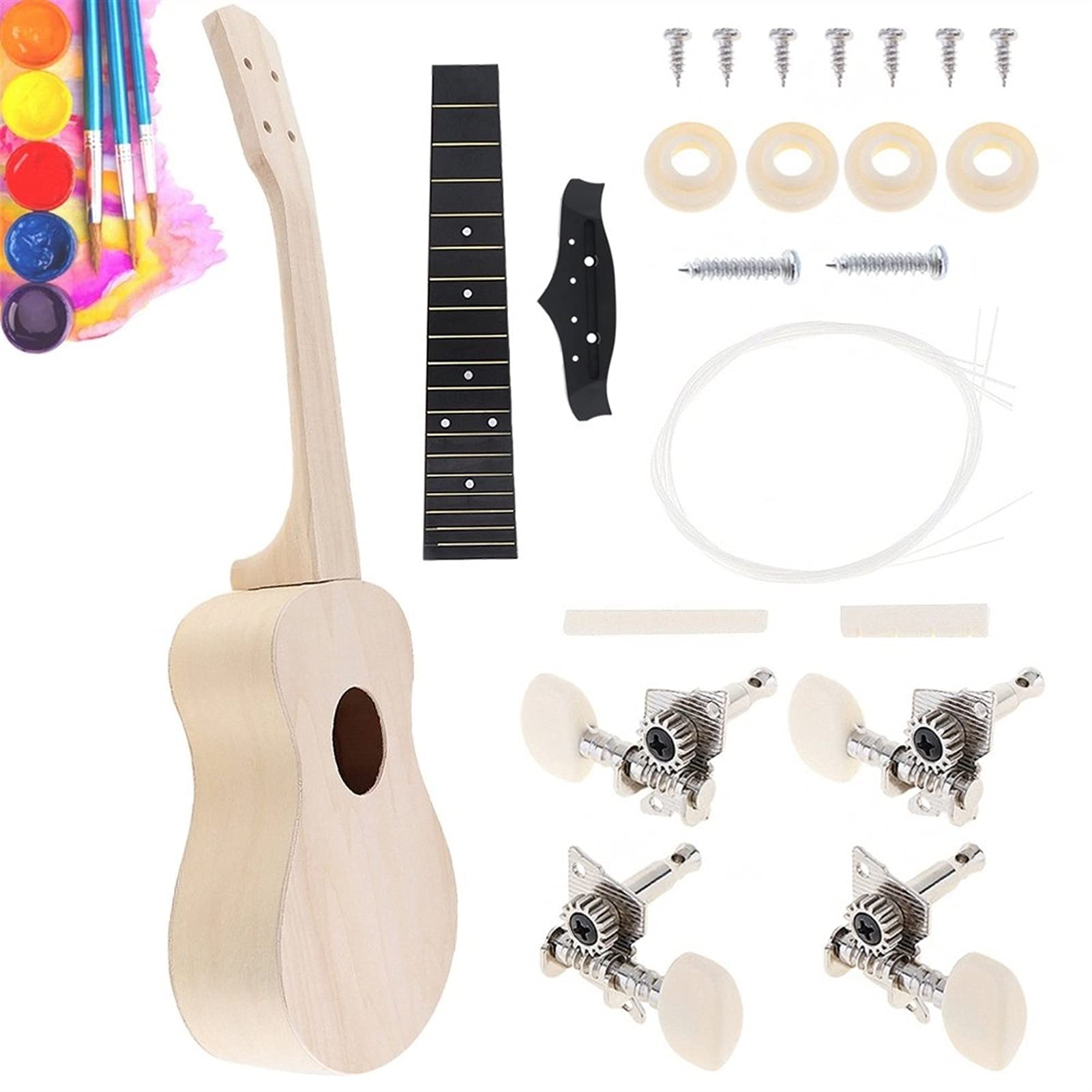 Ukulele koncertowe Początkujący Ukulele 23 Cal Ukulele Basswood DIY Kit Koncert Gitara Hawajska Palisander Podstrunnica Do Malowania Prac Ręcznych Kampania Dla Rodziców I Dzieci