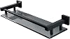 SAYAYO Bathroom Shelf Tempered Black Glass Shelf with Square Rail Wall Mounted 16 inches, Stainless Steel Matte Black Finished, EGC2000-40-B