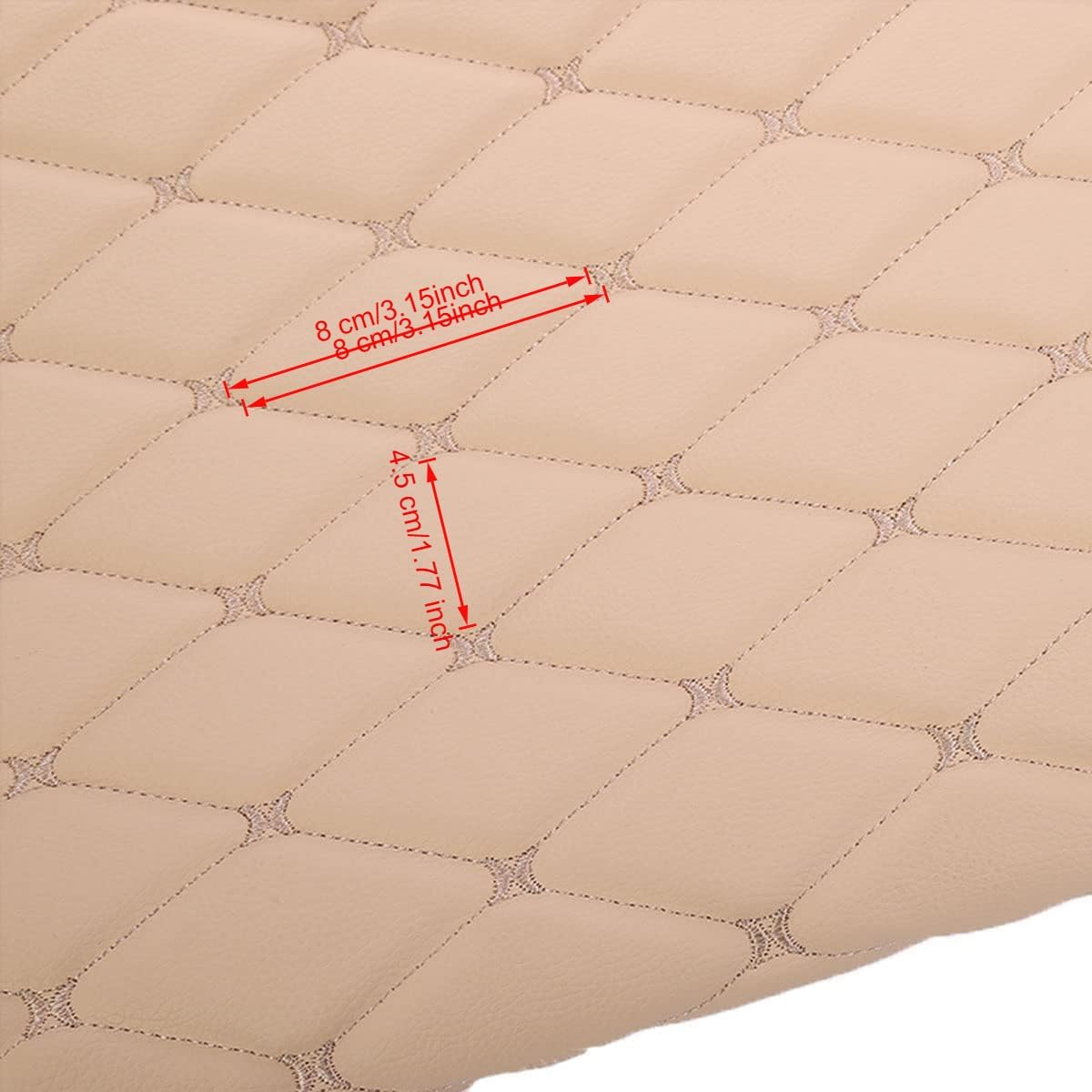 Quilted Foam Fabric 61 * 39.37 inch Faux Leather X Pattern Thick Sponge Backing Grain Texture DIY Upholstery headboard Car Headliner (Beige)