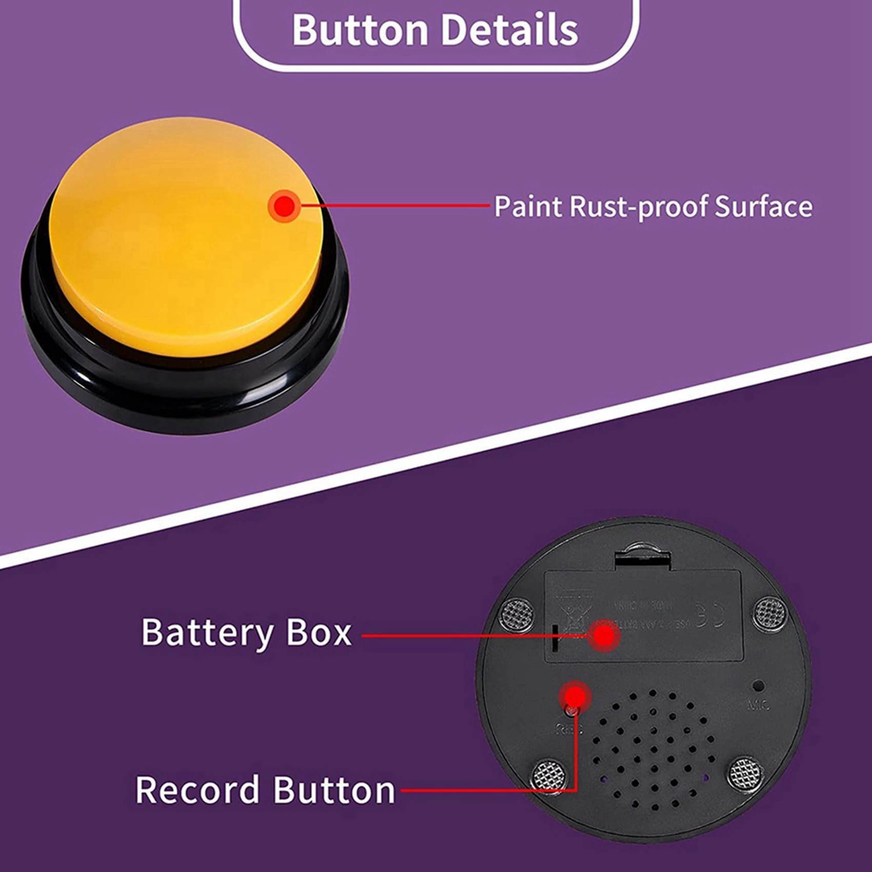 Botones Grabables para Perros, Botones para Perros para ComunicacióN Zumbador de Entrenamiento de Mascotas, Juego de Botones Parlantes para Perros, Regalo Divertido, 12 Piezas