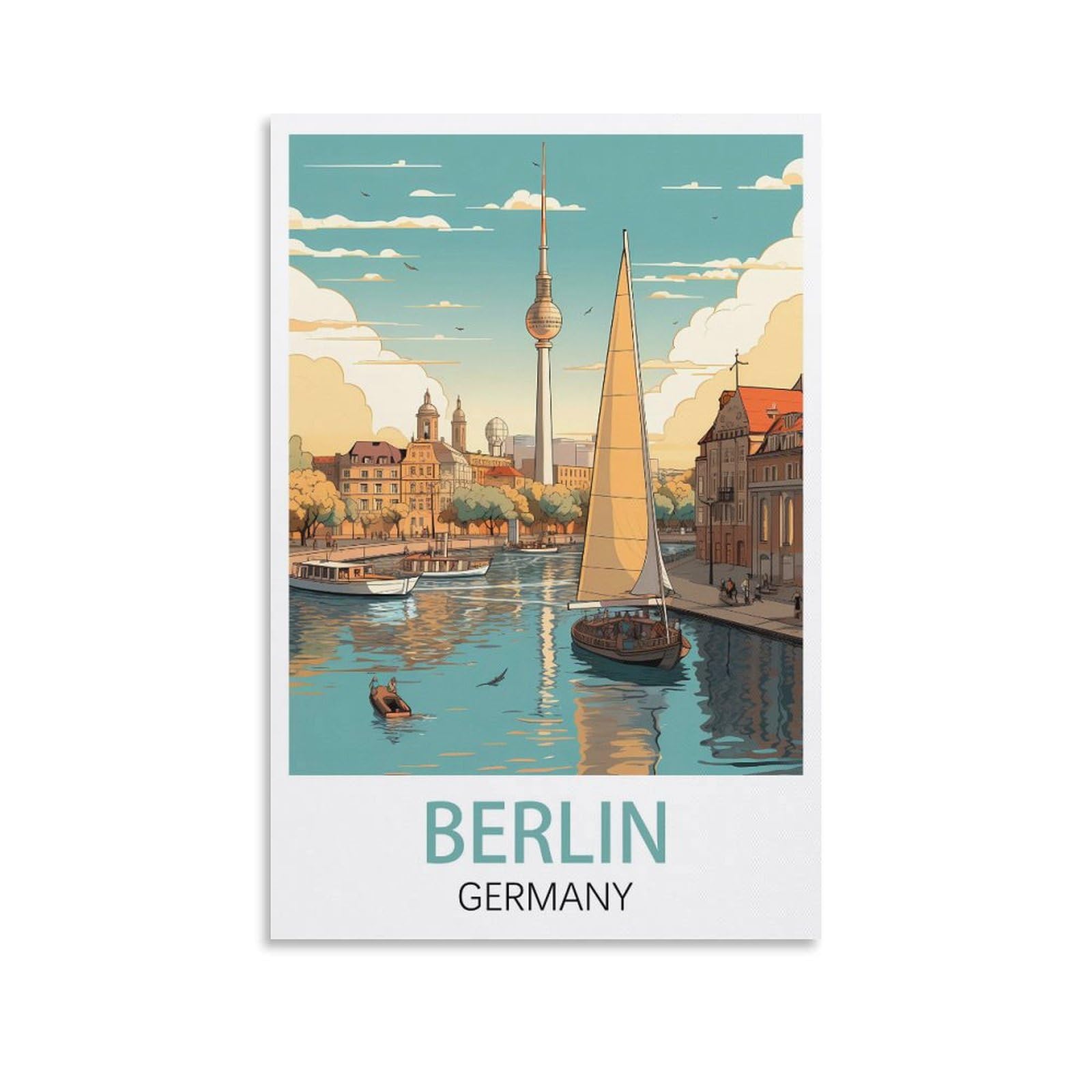 Losnabo Unframe-Style Berlin Germany Vintage Travel Poster 08X12inch(20X30cm) Canvas Wall Poster And Art Picture Print Modern Home Bedroom Decor