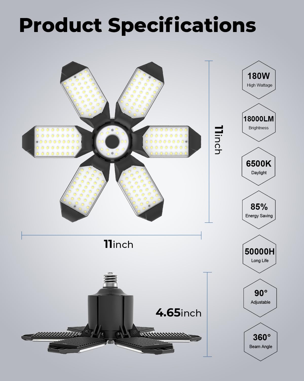 ライト・ランタン HAVeFUN GARAGE PRODUCTS one over f.un LED Garage Light, 180W 18000LM Ultra Bright Shop Light, 6500K