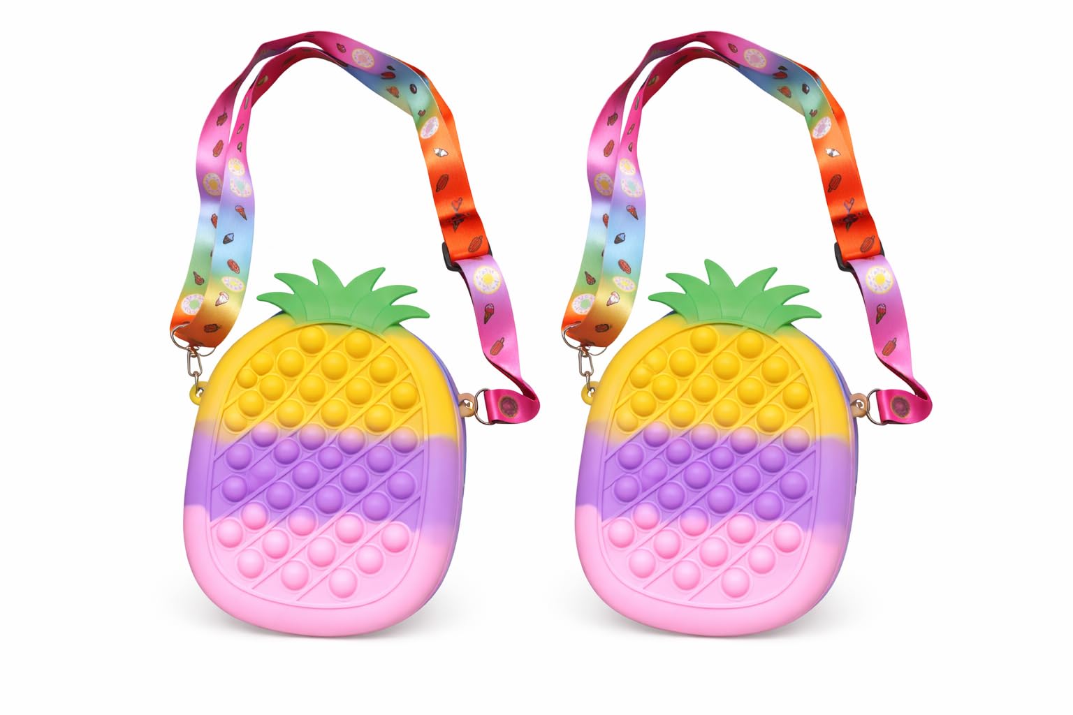 Pineapple Pop Shoulder Purse Bag Fidget Toys Pop It Purse Push Bubble Fidget Sensory Stress Release Toys for Kids Purse for Girls Butterfly popit Bag for Kids (Multicolour) (Pack of 2)-image-45