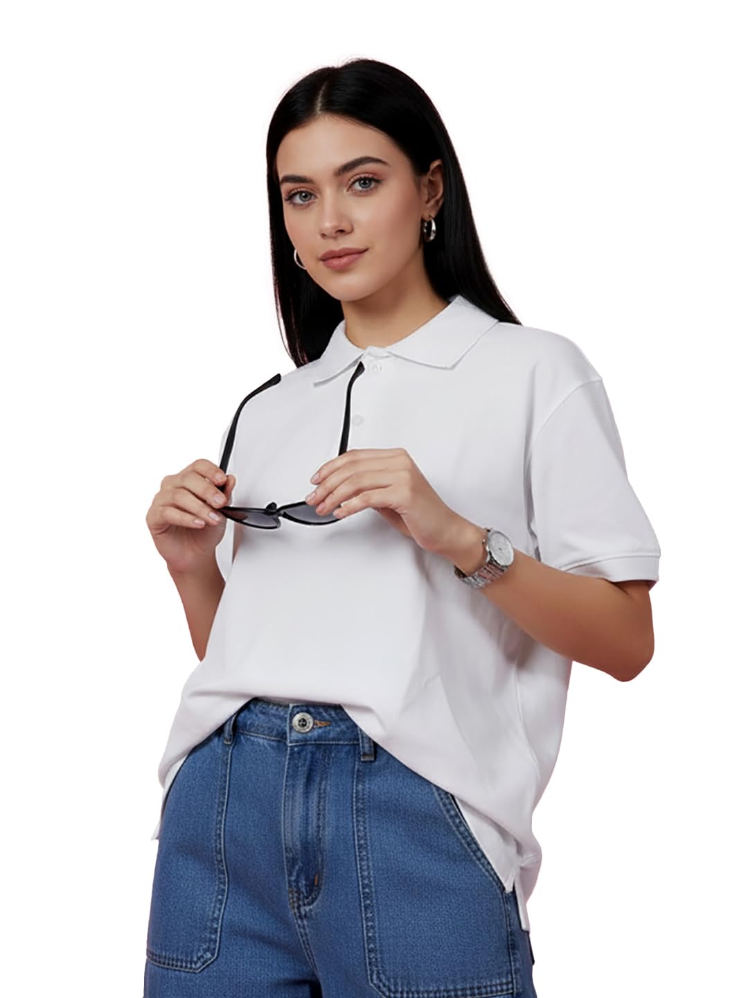 Women Solid Polo Neck Half Sleeve Tshirt-picture-40
