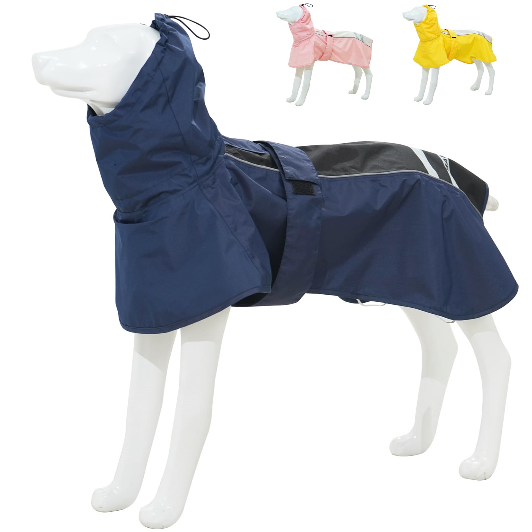 Waterproof Dog Raincoat with Reflective Strip, Adjustable Breathable Rain Coat Jacket with Leash Hole for Dogs (Navy&Black, M(6-10kg)) โ image 1