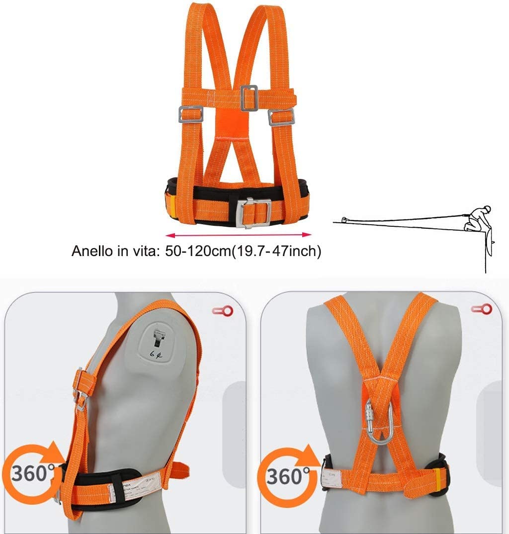 SwaYve Arnés de Seguridad para Trabajar en Altura, Cinturón de Seguridad para Escalada en Roca, Protección Contra Caídas Al Aire Libre, Kits de Cinturones de Seguridad para Trabajo Aéreo de Rescate de