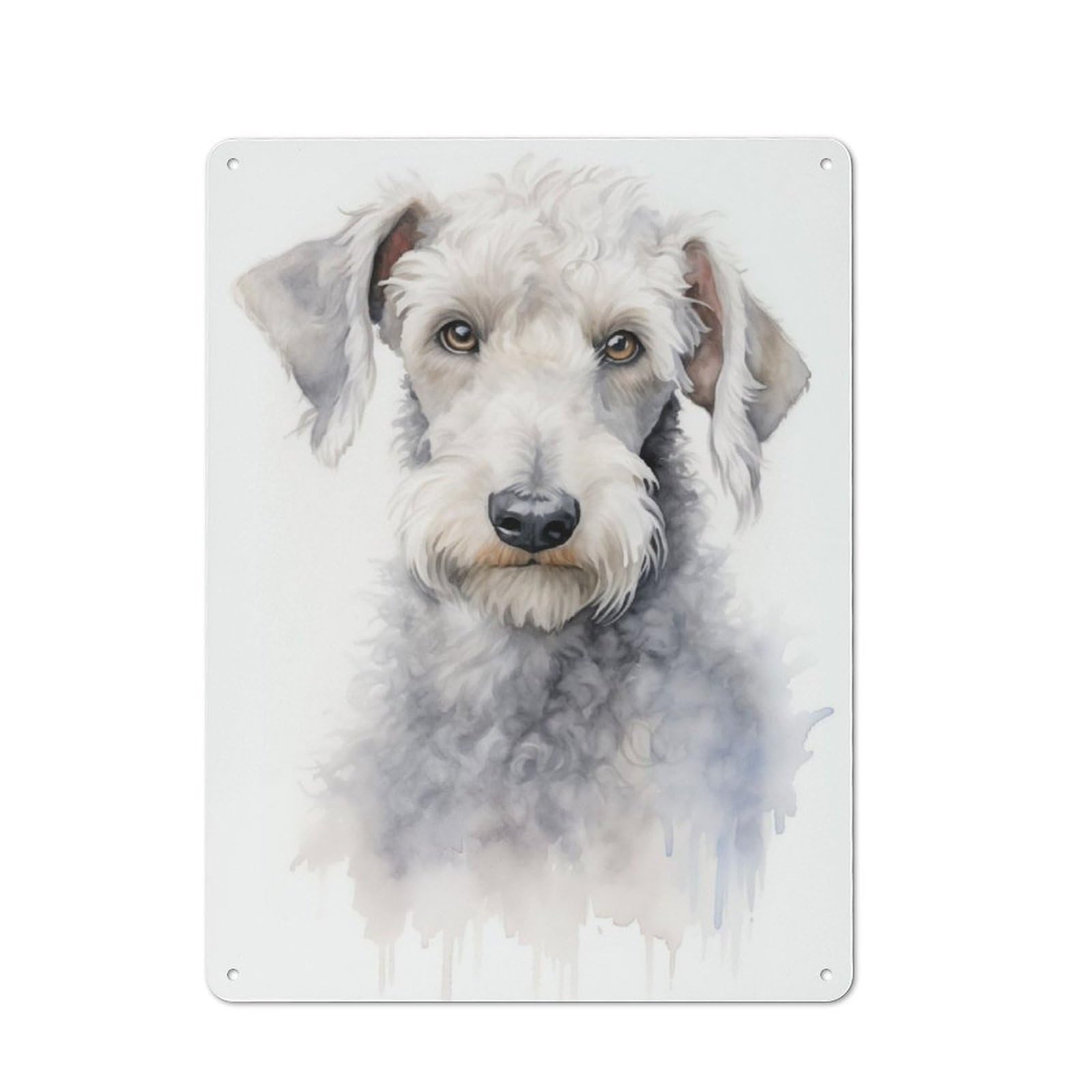 Junmoney Bedlington Terrier Cottage Style Metal Wall Decor 40X30cm, Tin Wall Plaque For Kitchen, Cottage, Porch Or Garden Room