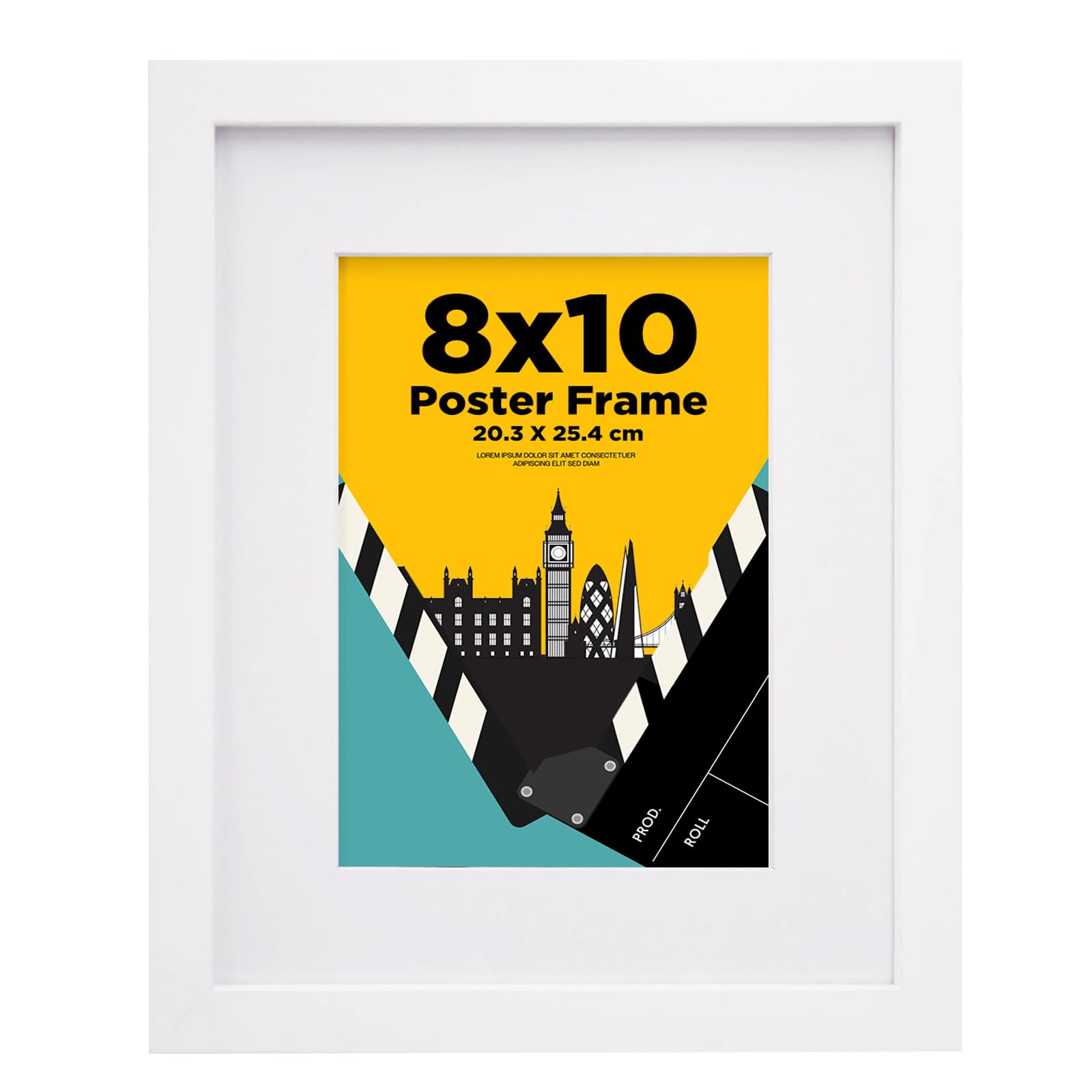Egofine White 10X8 Picture Frame,100% Solid Wood Frame With 7X5 Mat,10X8 Photo Frames With Plexiglass,20X25 Cm Poster Frames For Tabletop And Wall Mounting,