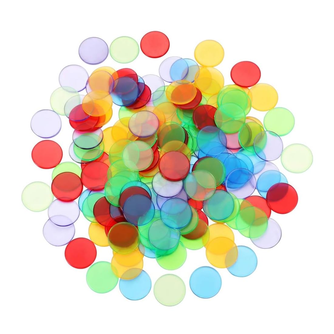 100 Pedine Per Tombola In PVC Trasparente - Gettoni Colorati Da 1,9 Cm Per Bingo, Scuola E Giochi