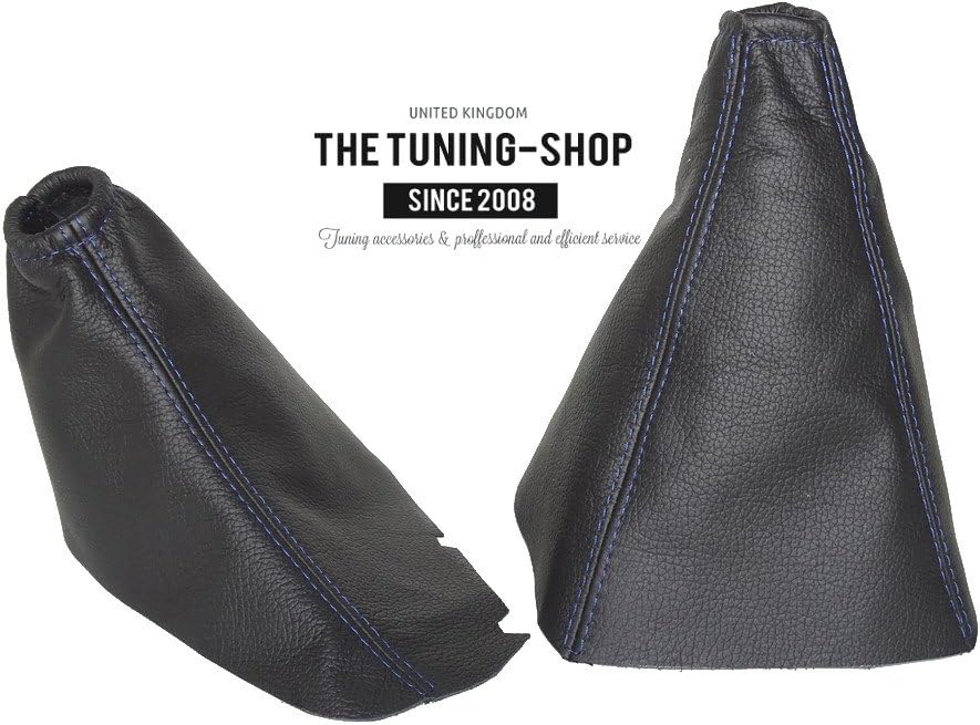 for KIA Sorento 2002-2006 Shift Boot & EBRAKE Boot Black Genuine Leather Blue Stitching