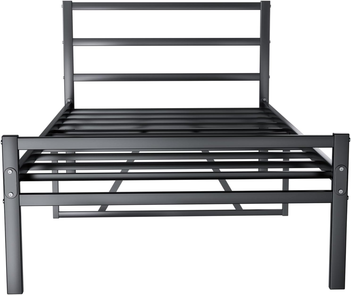Metal Platform Bed Frame with Headboard, Sturdy Iron Frame, No Box Spring Needed, Easy Assembly, Black, 75" W x 39" D x 37" H