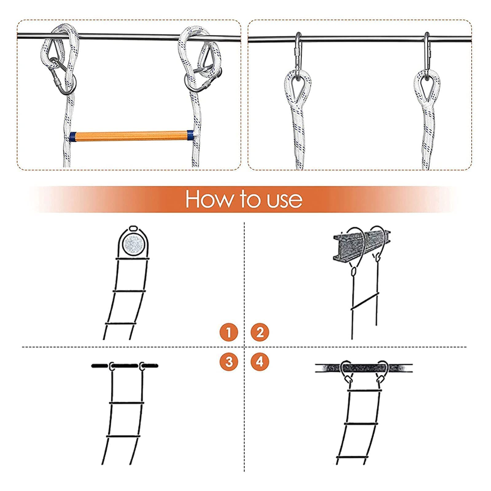 Scale Antincendio, Scale Di Corda Scale Di Corda Di Sicurezza Di Emergenza Ignifughe, per Scale Antincendio per Arrampicata Domestica/Rope Ladder/8M