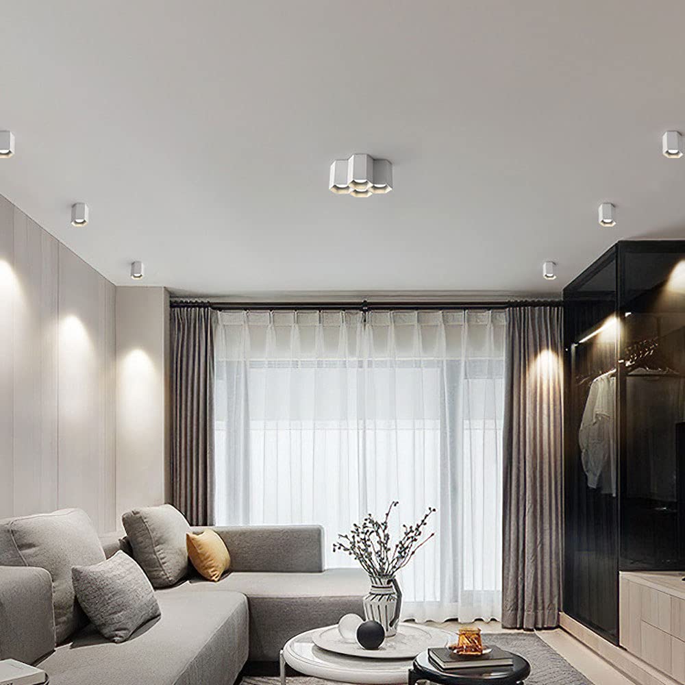Siet Moderner Deckenstrahler Aufbau-Downlight, 4-Wege Deckenstrahler Beleuchtung Aluminium Akzentlampe, Einfache GU10 Richtstrahler für Wohnzimmer Schlafzimmer Küche