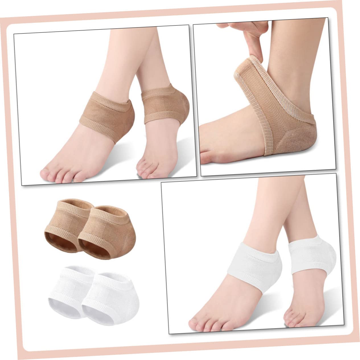 OUNONA Elastic Toeless Gel Socks 2 Pairs Cracked Heel Repair Covers for Men Women Moisturizing Heel Socks