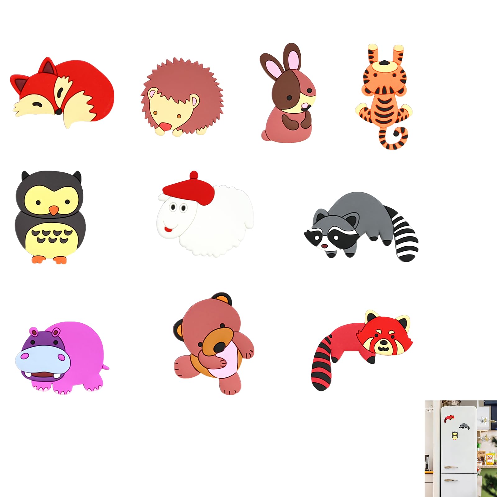 Aimants Frigo Enfants Animaux - Jouets Éducatifs Magnétiques PVC 3D Pour Enfants 1-3 Ans - Lot D'Aimants