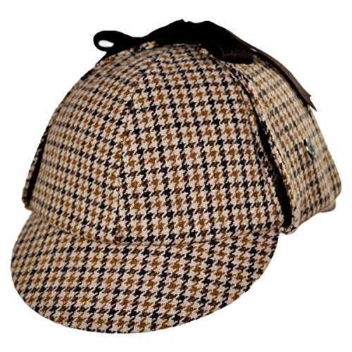 Jaxon Sherlock Holmes Houndstooth Deerstalker Hat (XX-Large, Brown)
