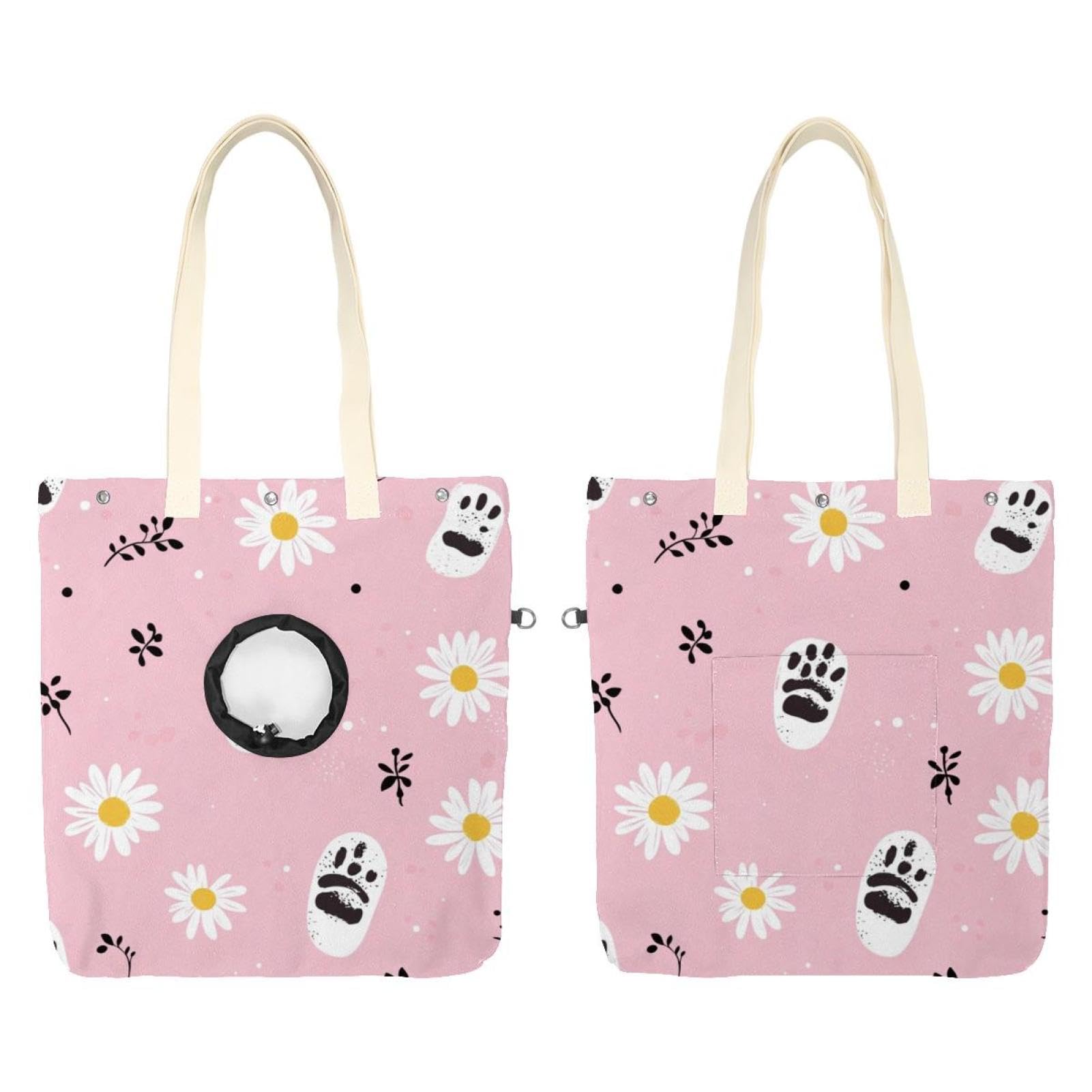 Bolsa de lona para mascotas con diseño de afloramiento y estampado de huellas de gato