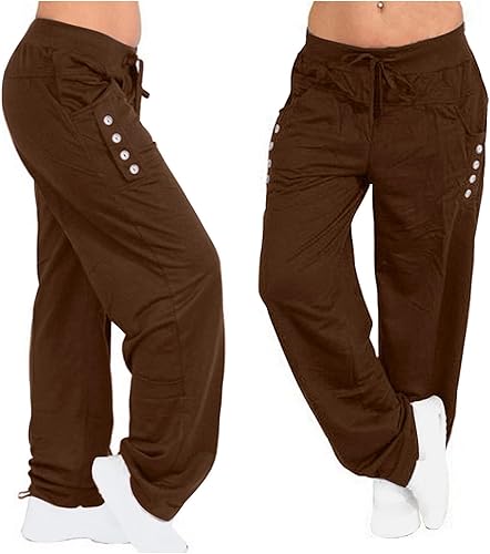 Miniatura 2 de Women's Solid Sweatpants Button Down Multi-Pockets Track Pants Pleated Vintage Trending Pant Wide Legs Teen Pants