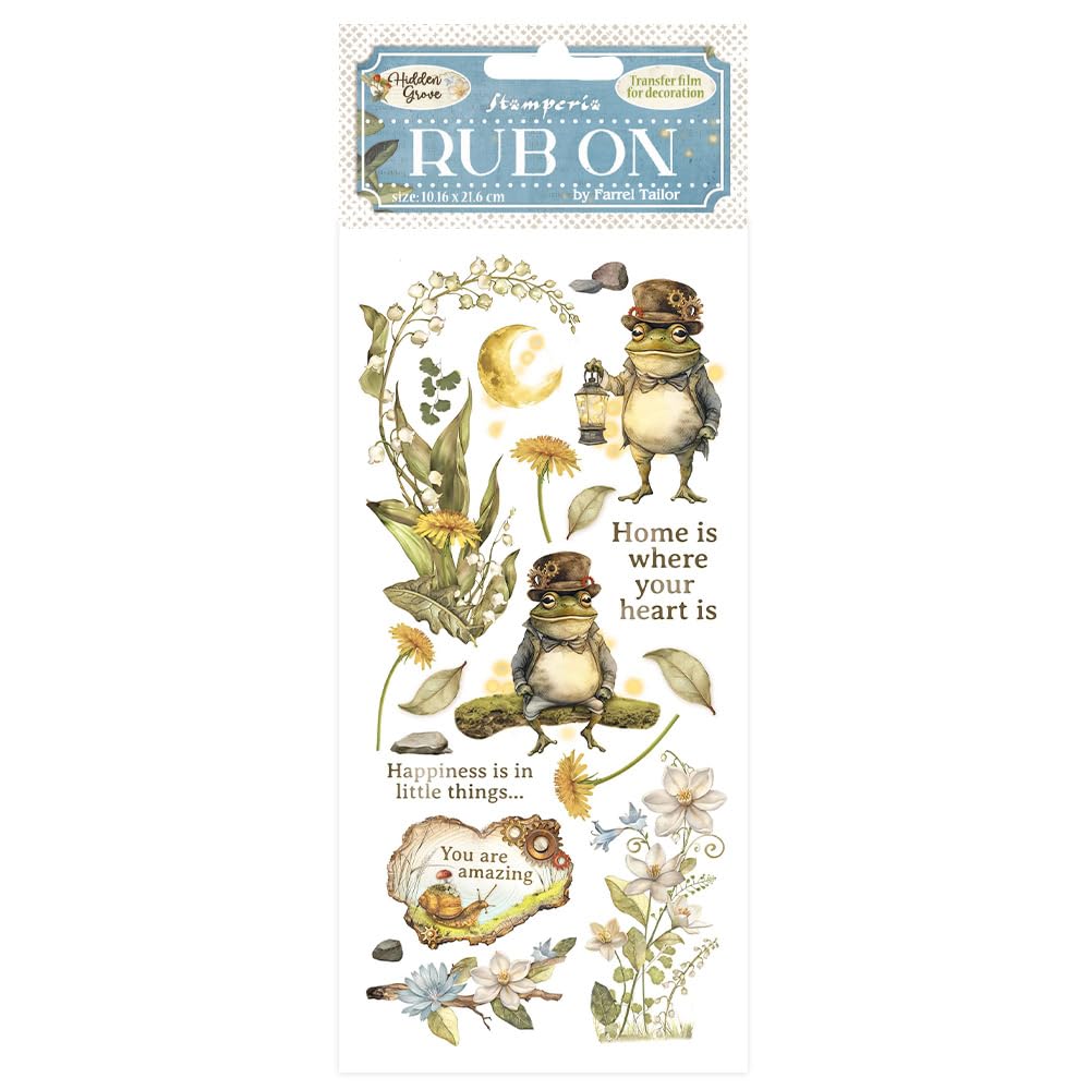 Stamperia - Rub-on For Scrapbooks, Albums, Card Making, And Bullet Journals, Easily Transfer Images Onto Paper And Other Surfaces, Perfect For Crafts And Gifting (Hidden Grove, Mr Frog