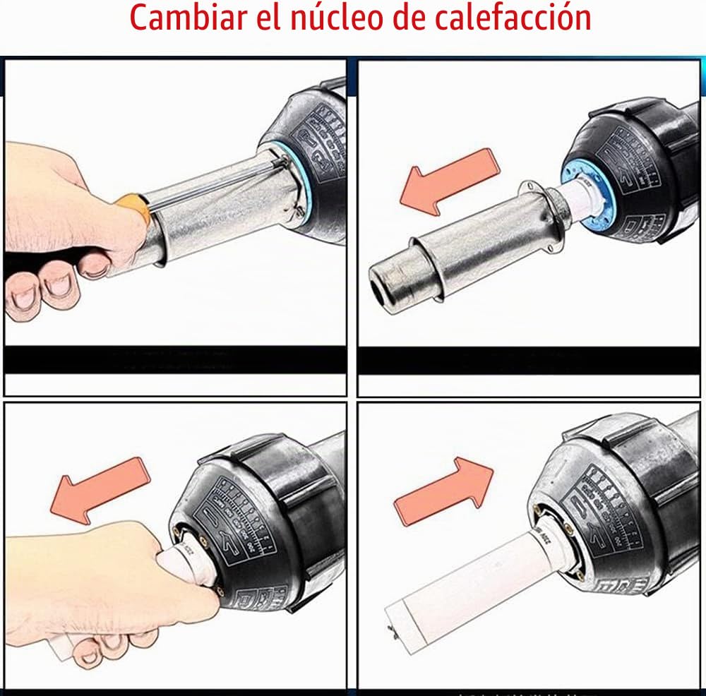 Pistola de aire caliente profesional 1600W 220V, pistola térmica pistola de aire caliente, soldador plástico, pistola de soldadura térmica, 30 ℃ a 680 ℃ ajustable, con boquillas y varillas de PE/PVC