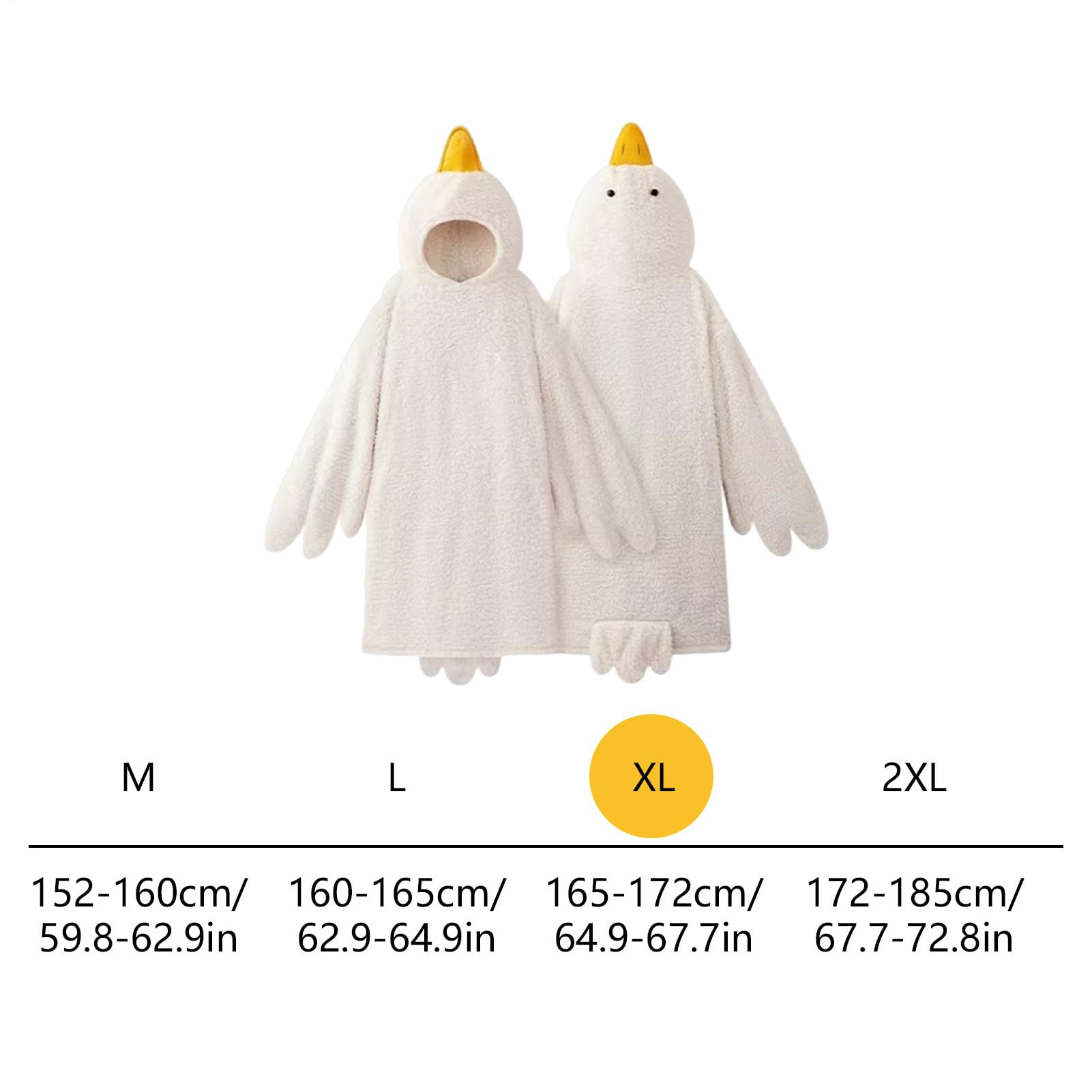 Genérico Mono Pato para Adultos Niños, Sudadera Capucha Pato, Adorable Disfraz Ganso Blancos Grande Capucha con Zapatos, Pijama Patos Cálido Parejas Mono Capuchas Dormir Saco, para Hombres Mujeres