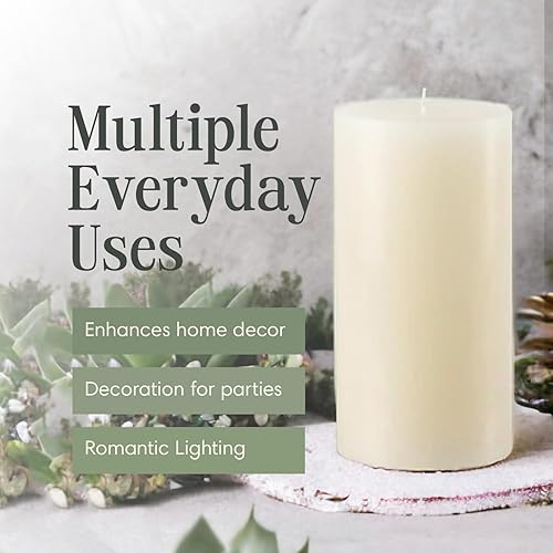 Miniatura 5 de Vela de pilar marfil de lujo de 4 x 8 pulgadas, sin perfume, mechas de algodón, color sólido, hecha a mano, bodas, decoración del hogar,