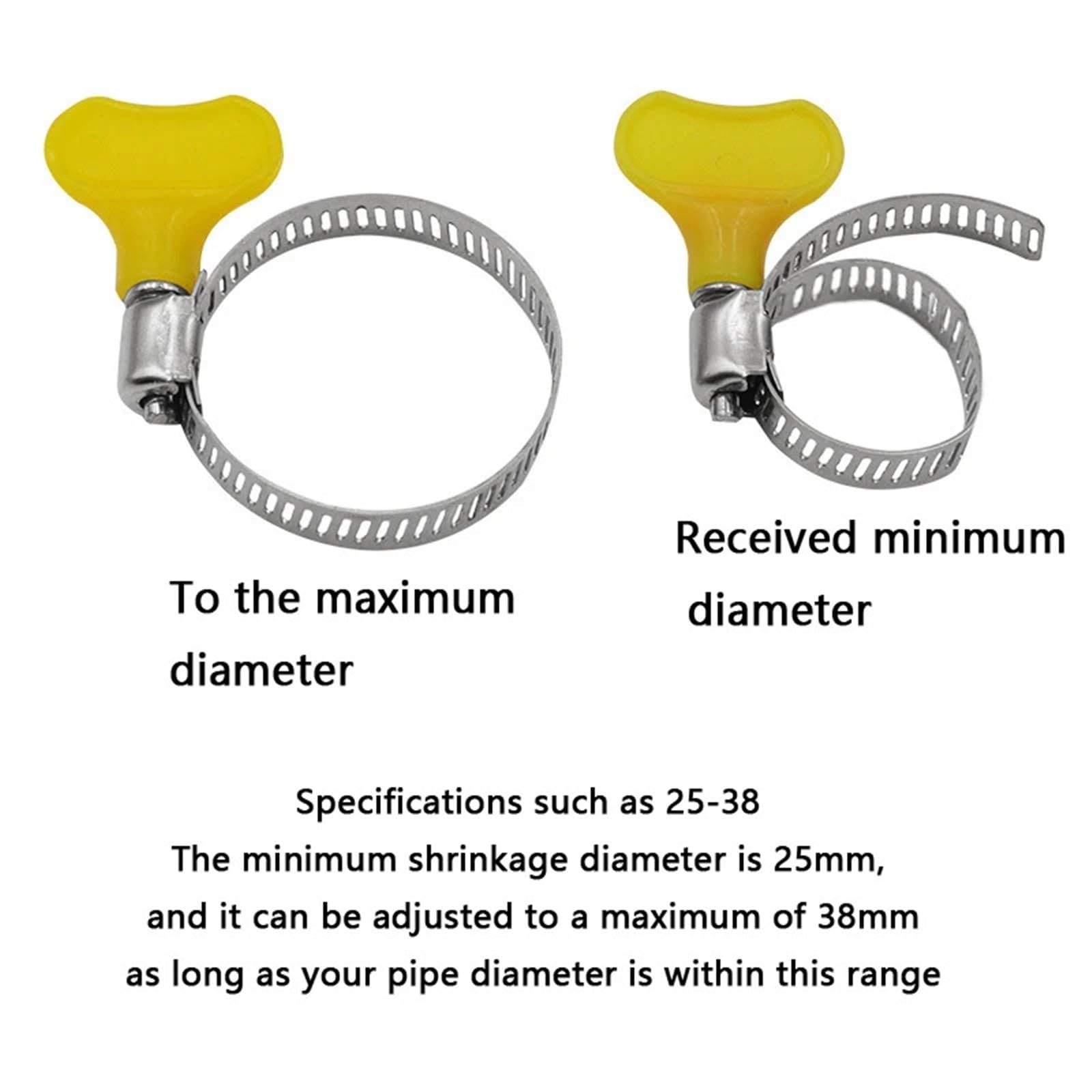 Kit de Colliers de Serrage, Colliers de Serrage réglables en Acier Inoxydable, à vis sans Fin, Lot de 10, Plusieurs Tailles(25-38mm (10pcs))