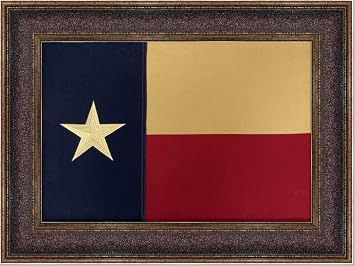 Wall Art Giant | Framed Texas Flag | Real Cotton Cloth Embroidered Flag | Hand Stretched | Custom Frame | Made In USA 31X23 Inches