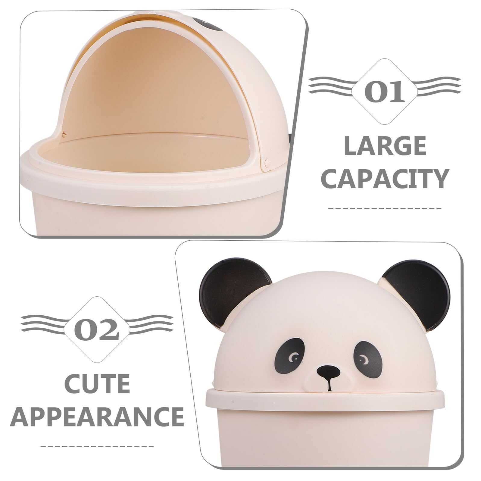 BESPORTBLE Mülleimer mit Deckel Panda 10l aus Kunststoff für Zuhause