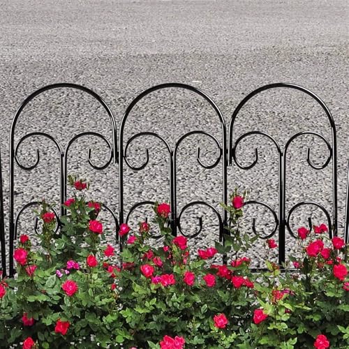 5er Set Gartenzaun Dekorativer Eleganter Zaun aus Wetterfestem Kunststoff, Zierzaun zum Stecken 23cm hoch, Schöner Dekozaun, Gesamtlänge 2,9m