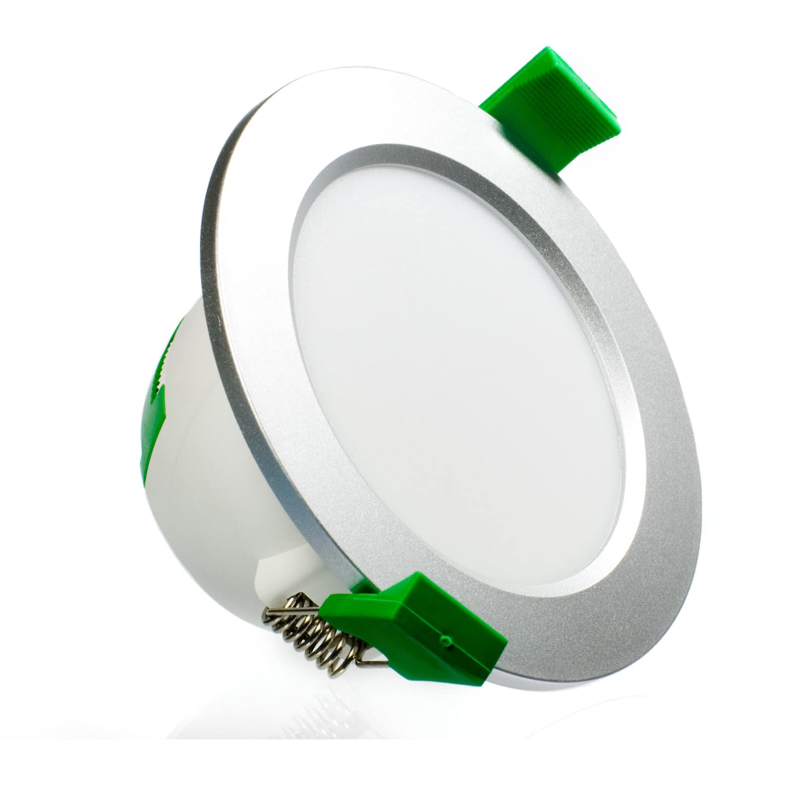 LIGHTWORLD24 10 Stück dimmbare Bad LED Einbauleuchten IP44-9W warmweiß - kaltweiß - neutralweiß - runde Deckenspots 230V Cover - Weiß - Silber CCT-Einbaustrahler
