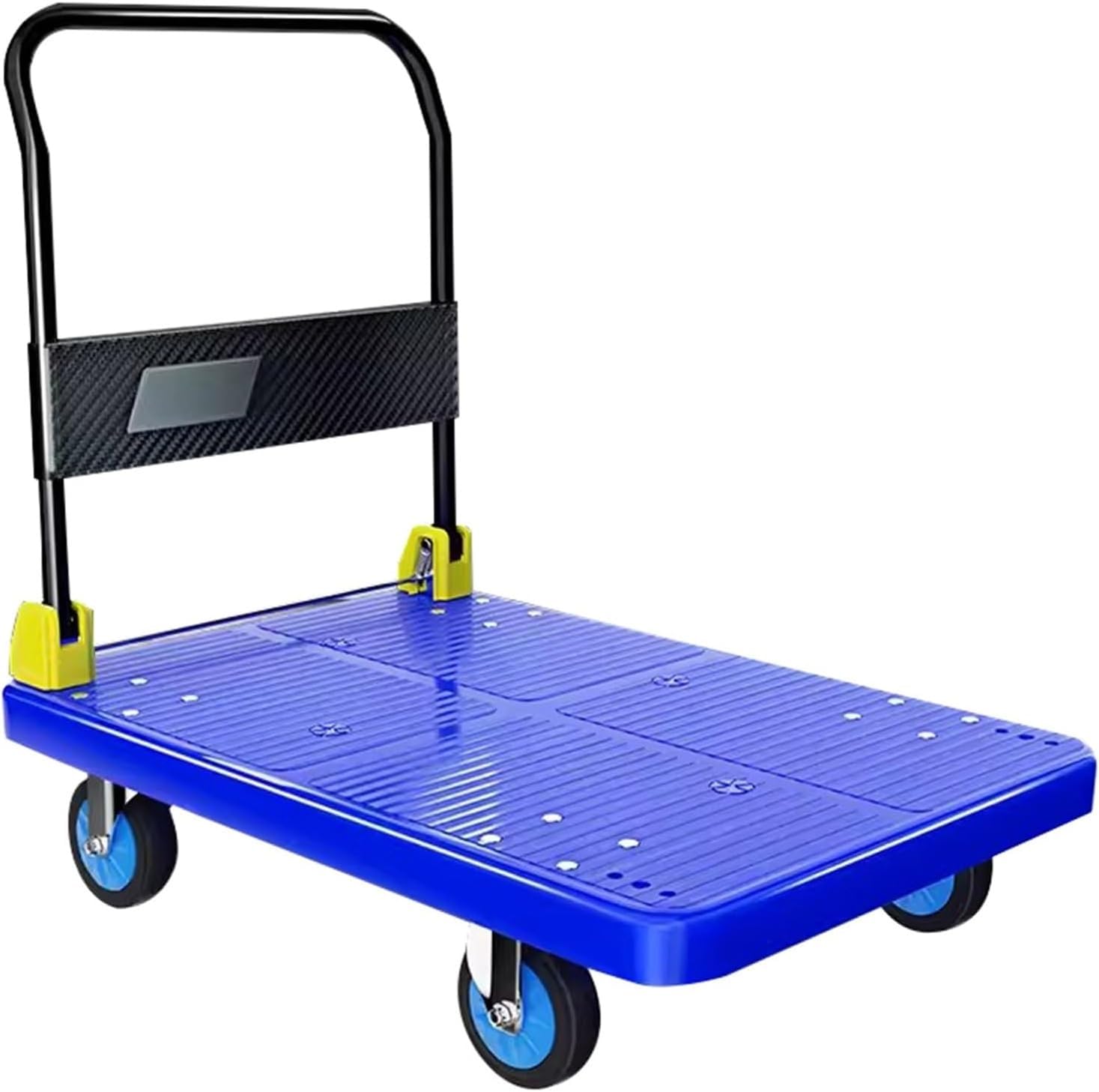 KFGISD, Foldable Moving Flatbed Cart Mute Flatbed Moving Cart Colorful Handcart Plastic Folding Hand Trolley,Hand Trolleys(Blue)