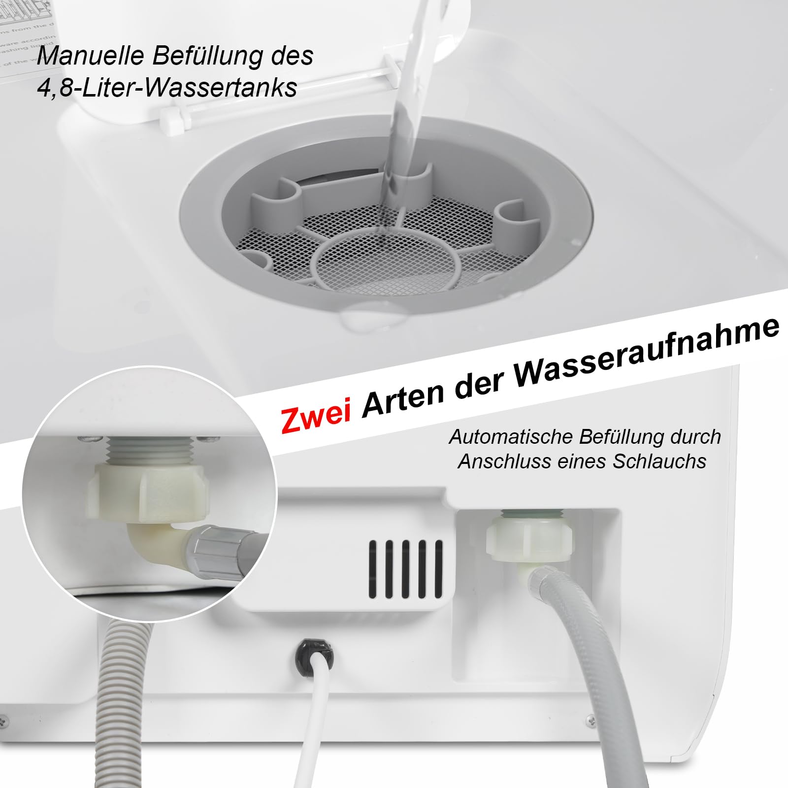 Mini Geschirrspüler 3 Gedecke Tischgeschirrspüler 7 Programme Trocknungsfunktion Spülmaschine 4.8L Touch Control