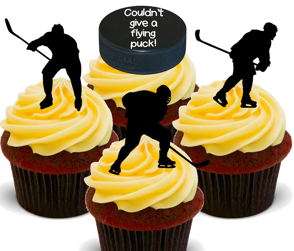 Made4you Ice Hockey - Edible Cupcake Toppers - Stand-Up Wafer Cake Decorations (12)