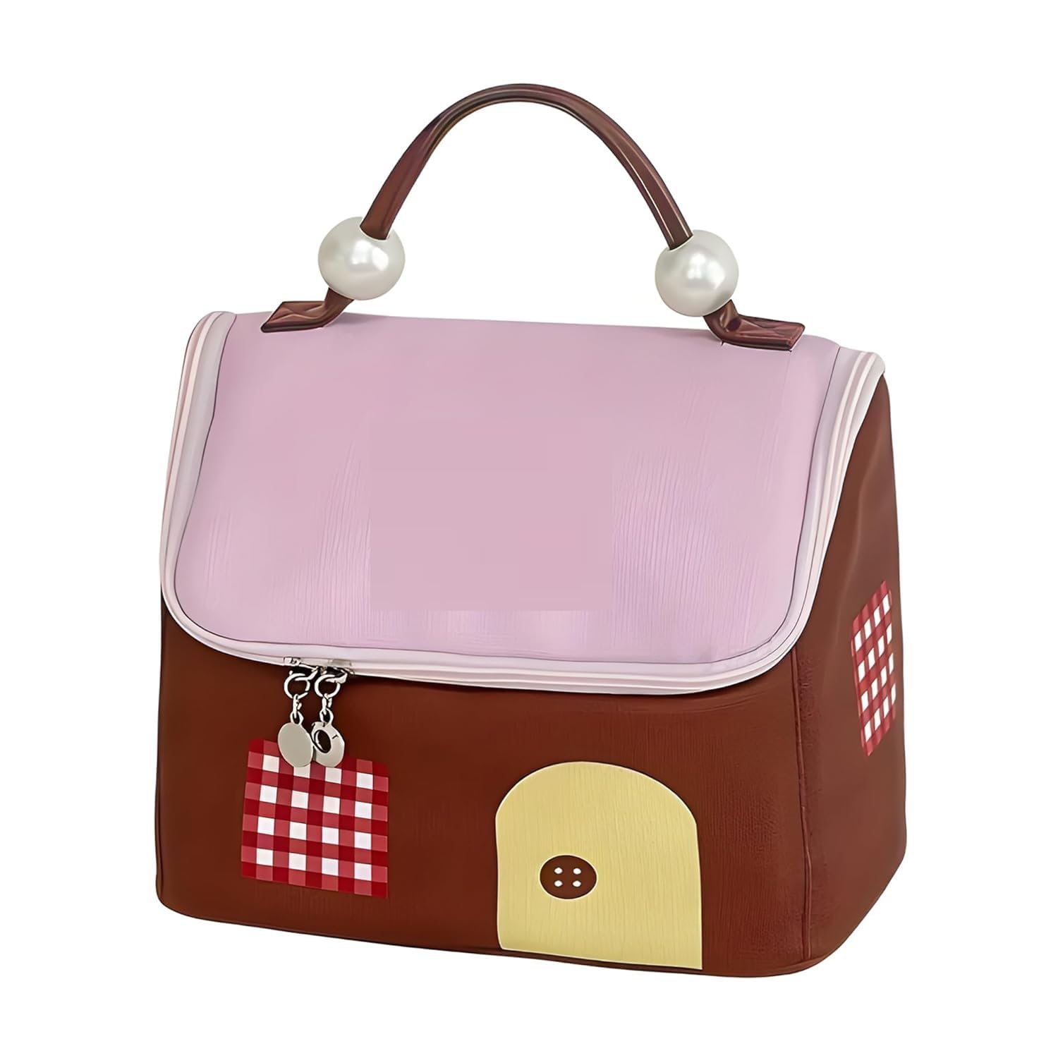 xibo makeup travel pouch essentials makeup pouch for women, house shaped cosmetic bag, stylish pouch for makeup accessories, travel pouch vanity kit organiser toiletry bag make up pouch for girls.