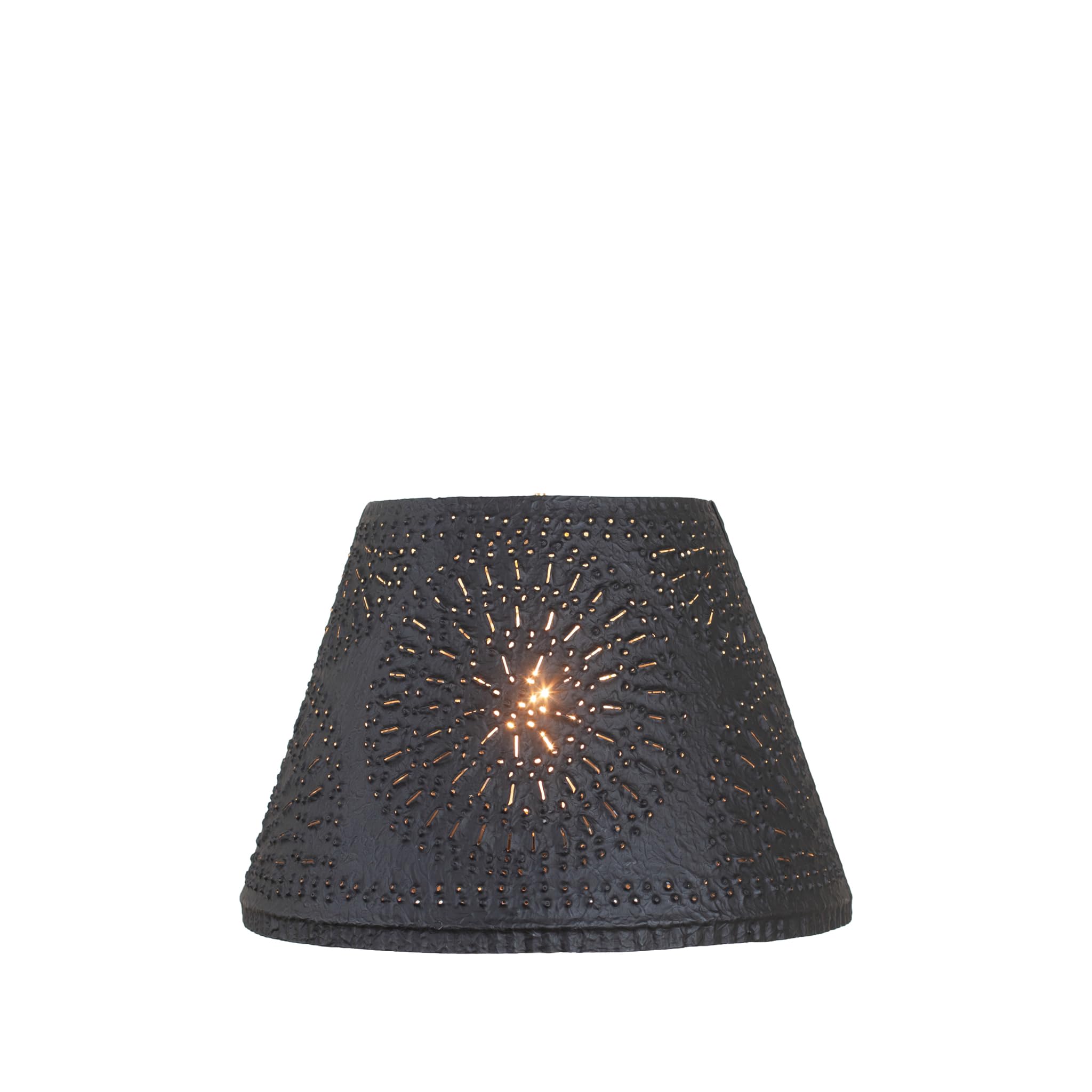 Punched Tin 10-Inch Empire Shade with Chisel Design in Textured Black by Irvin's Tinware, Rustic Country Lamp Shades